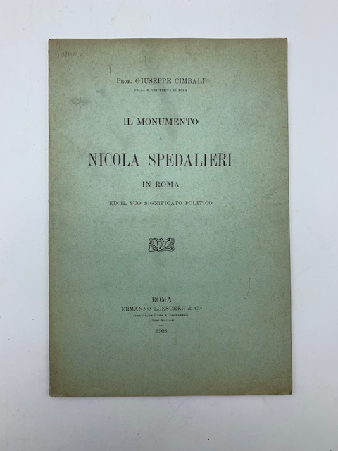 Il monumento a Nicola Spedalieri in Roma ed il suo significato politico